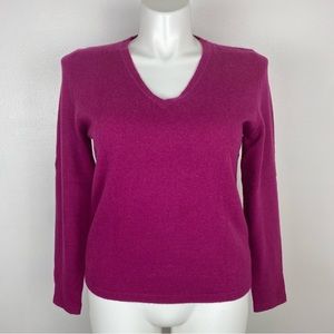 Bloomingdale’s 100% Cashmere Sweater V-Neck Pink Purple Color XL